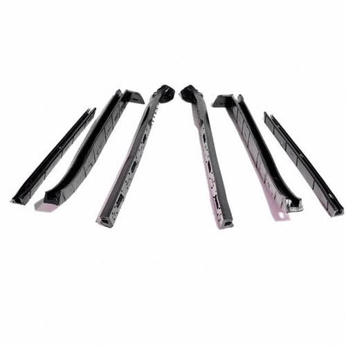 Convertible Top Rail Kit. 6-Piece set includes all right and left side top rail seals with molded en